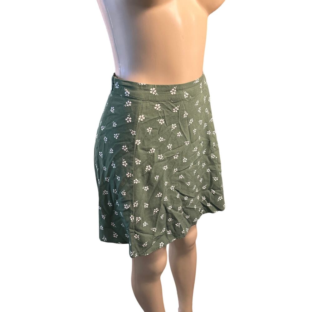 Women 2 Marine Layer Green Bonnie Mini Skirt Ditsy Floral Print Side Zip Rayon